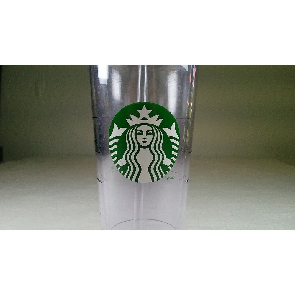 Starbucks 24oz‎ Venti Clear Plastic Reusable Cold Cup Tumbler with Straw 2011